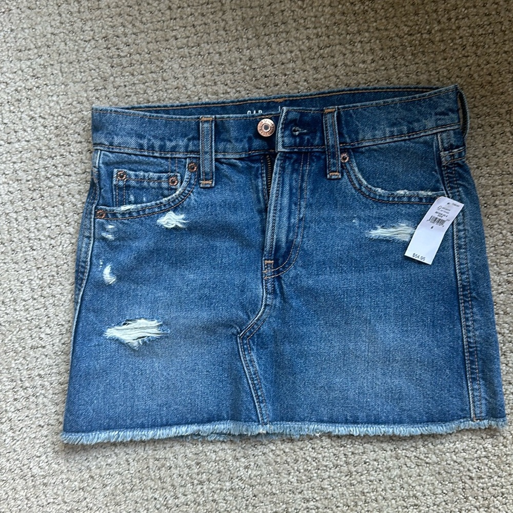 GAP Blue Distressed Denim Skirt